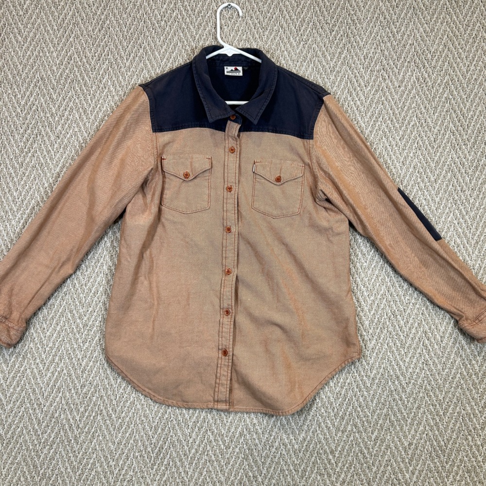 Kavu Shirt Mens XL Colorblock Long Sleeve Button Down Elbow Patches